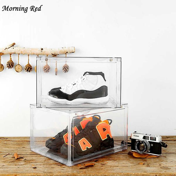 Nouvelles baskets boîte anti-oxydation armoire à chaussures Hd chaussures de sport transparentes stockage artefact gain d'espace organisateur en plastique maison X0803