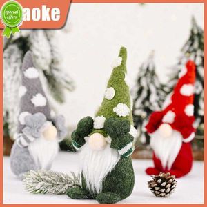 Nuevo sombrero de copo de nieve, muñeco que cubre los ojos, regalos para el anciano en el bosque, muñeco sin rostro, adornos navideños para el hogar, decoración del hogar