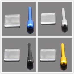 Nouveau Snuff Set Verre Snuff Snorter Mat + 70MM Aluminium Snuff Straw Nasal Dispenser Sniffer Snorter Rocket Tube Métal Pipes Accessoires