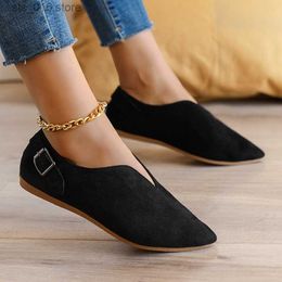 Nieuwe zachte zomerjurk Casual loafers Leermode Flats Zapatos Women Peated Toe ondiepe bootschoenen mujer t