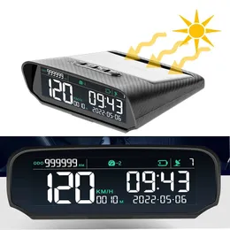 Voiture solaire HUD GPS affichage tête haute horloge numérique compteur de vitesse alarme de survitesse Fatigue alerte de conduite Altitude kilométrage affichage