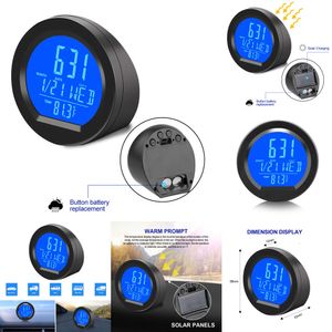 Nouvelles horloges solaires Thermomètre Thermomètre automobile Automotive LED LED Digital Time Time avec des accessoires de voiture lumineux arrière