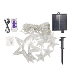 Nieuwe zonnetuinlichten Smart Remote Roller Solar Star Moon Light String Outdoor Outdoor Waterdichte kerstdag Wedding Decoratie