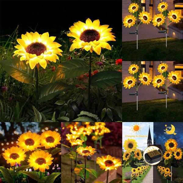 Nouvelle simulation d'éclairage à LED solaire Suower Garden Yard Lawn Night Landscape Lampe Home Decorative Flower Lights