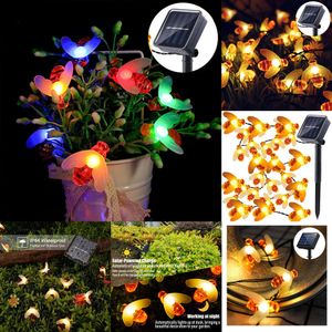 NIEUWE SOLAR LED STRING 20 Cute Bee Outdoor Light Wedding Home Garden Patio Patio Feest Kerstboom Honeybee Honey Bee Fairy Decor Lamp