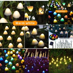 Nieuwe zonne -LED -touwtjes Lichten Fairy Path Lawn Landschap Mushroomlamp Outdoor Christmas Garden Patio Garland Street Decoratie