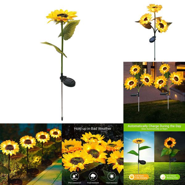 Nouvelle simulation solaire Suower Outdoor LED Garden Garden Yard Porceau Night Landscape Lampe à fleurs décoratives