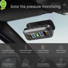 Nouveau système de surveillance de la pression des pneus automobile TPMS solaire 4 capteurs d'avertissement de température connexion de pare-brise Kit de sécurité de conduite automatique