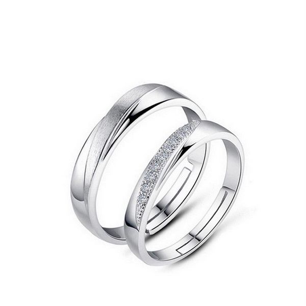 Nouveau Solid 925 Sterling Silver Couple Rings For Women Men Engagement de mariage Anneaux ajustés Band New Ring Jewelry N21295V