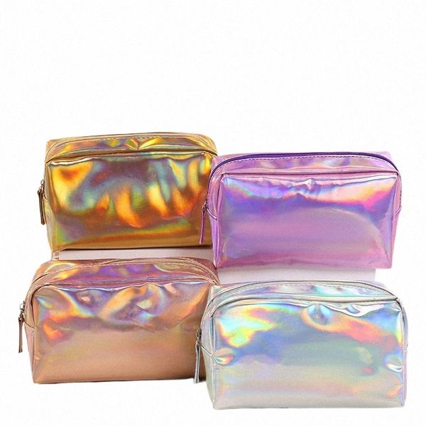 Nouveau sac cosmétique laser de couleur unie Ins Wind Portable W Sac de rangement Maquillage Sac cadeau Pochette de maquillage Organisateur cosmétique de voyage j0Fk #