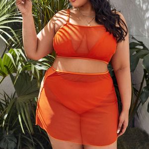 Nieuwe solide kleur gesplitst bikini sexy hoge taille driehoek grote dames zwempak driemaal set