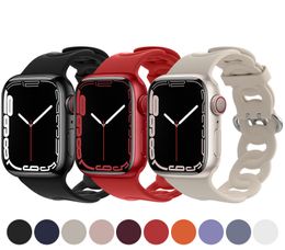 Effen kleur sport siliconen band voor Apple Watch Band 38 mm 40 mm 41 mm 42 mm 44 mm 45 mm 49 mm vervangende polsband iWatch Ultra2-serie 9 8 7 6 5 4 3 2 1 SE Dames Heren