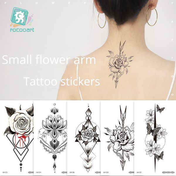 Nouveau tatouage de bras de fleur solide petite fleur fraîche peinture Simulation tatouages temporaires autocollant taille: 160 * 90mm