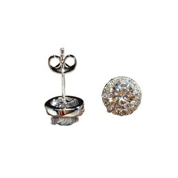 Nieuwe Solitaire 1ct Shiny Diamond Gemstone Stud Earring 100% Echt 925 sterling zilveren Sieraden Engagement Wedding Oorbellen voor Vrouwen Bridal