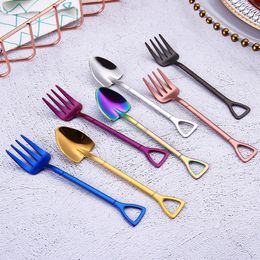 NIEUWE SPADE LEVEN Vork Food Grade Roestvrijstalen koffielepel Roer lepels Home Kitchen Dineren Flatware Drop Ship