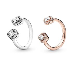 Nouvelle bague scintillante en diamant CZ, anneaux ouverts pour femmes, bijoux pour bague de mariage en argent Sterling 925, ensemble avec boîte originale 9829847