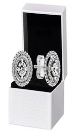 Boucles d'oreilles Double Halo scintillantes, boîte d'origine pour femmes en argent Sterling 925, cadeau de mariage, diamant CZ, nouvelle collection, 5251314