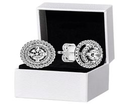 Boucles d'oreilles Double Halo scintillantes, boîte originale pour femmes en argent Sterling 925, cadeau de mariage, diamant CZ, nouvelle collection, 1229240