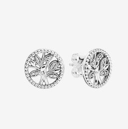 NUEVOS aretes brillantes con forma de árbol genealógico, hermosas joyas de regalo para aretes de plata de ley 925 con caja original para mujeres y niñas 1107981