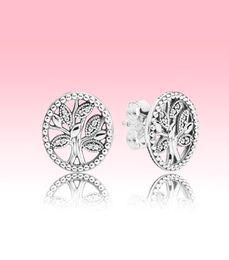 NEW Sparkling Family Tree Stud Earrings Fashion Women Gift Jewelry with Original box for 925 Silver Earring sets8296181