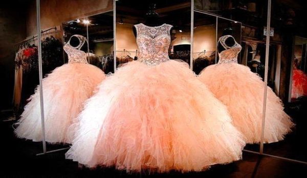 Nuevos vestidos de baile de baile de bolas de balón vestidos de baile de cristal sexy sexy sin espalda tul tul larga larga quinceanera vestidos de fiesta de concurso ba19849455