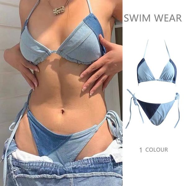 NOUVEAU BIKINI DE COULEUR DE COULEUR DE DENIM SPARC