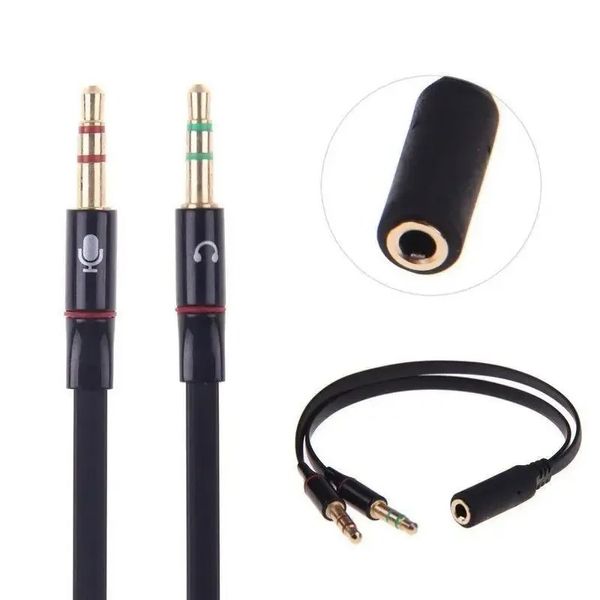 Nuevos auriculares divisor Jack 3.5 mm Audio 2 Audio 2 Male a 1 Adaptador de cable Femenino Enchufe para auriculares portátiles