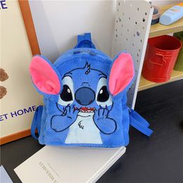 Nieuwe spoof Alien Dog Backpack, Dark Blue Anime Cute Cartoon Plush Doll Student Bag