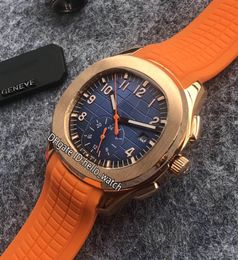 Nieuwe Sport 5968A-001 5968 Blue Dial A2813 Automatische Mens Horloge Rose Gold Case Orange Rubberen Strap Heren Horloges HELLO_WATCH 10 Kleur