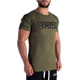 Nouveau Sport RISE Imprimé Chemise Hommes Gym T Shirt Rashgard Compression Fitness T-Shirt Running Tshirt Top Workout Sportswear Avec Plus La Taille