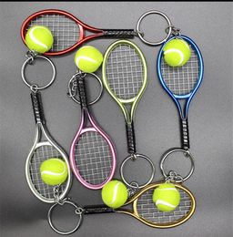 Sport Tennis Racket Key Ring Ball Keychain Bag Hangen Houders Women Men Mense sieraden Will en Sandy Gift