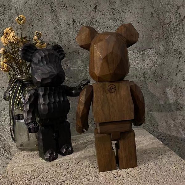 Nuevo juego de puntos bearbrick 400% ébano patrón ondulado bloque de construcción Violent bear tide toy handle 28-70CM