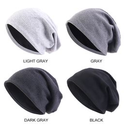 Nouveau printemps et automne bonnets chapeaux tricot coton tricoté Double couche tissu casquettes bonnet ample Hip Hop casquette chimio chapeaux casquette