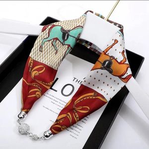 nouveau printemps et automne collier de mode noeud foulard en soie col de chemise pour femme écharpe petite écharpe bande de cheveux pour femme écharpe de poignet Pendentif Foulards