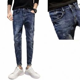 Nouveau Printemps et Automne Harajuku Ripped Cowboy Coréen Fi Stretch Jeans de luxe Slim Work Wear Casual Hip-hop Lg Pantalon Homme W2QA #
