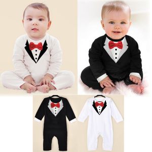 Nouveau printemps automne 1 ensemble nouveau-né garçon bébé costume formel smoking barboteuse pantalon combinaison gentleman vêtements pour bébé bébé barboteuse combinaisons vêtements