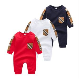 Nouveau Spring Automne Bébé Bébé à manches longues Rompes Coton Enfant Jumpsuits Plaid Saumes Jumpsuits Enfant Enfant Oneesies Vêtements Nouveau-né Vêtements de nuit