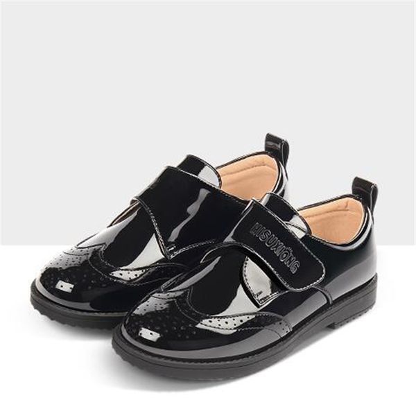 Nouveau printemps/automne enfants chaussures noires en cuir verni décontracté étudiant robe chaussures garçons bébé enfant en bas âge appartements enfants en cuir 02