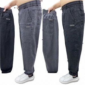 Nouveau printemps automne coréen baggy six poches Hip-hop DrawString Men's Luxury Denim Work Weargo Cargo Casual Jogger Haren Jeans Pantalon P79C #