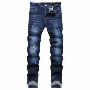 Nieuwe Lente Herfst Koreaanse Fi Stretch Denim Jongens Boyfriend Jeans Designer Kleding Skinny Broek Mannelijke Slanke Blauwe Gescheurde Broek Y30i #
