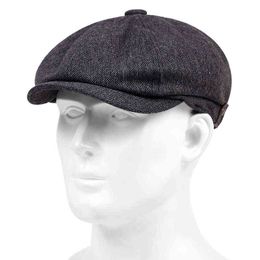 Nieuwe lente herfst linnen mode baretten hoed solide kleur mannen achthoekige hoeden outdoor trucker hoed hiphop hoeden krantenverkoper gorra j220722