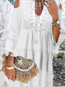 Nouveau printemps broderie Crochet dentelle Boho robe femmes élégant 958049