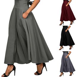 Nieuwe lente European en Amerikaanse stijl Elegante dames solide kleur half rok met tie-riem en enkellengte tailleband rok verhoog je mode-look ast90312