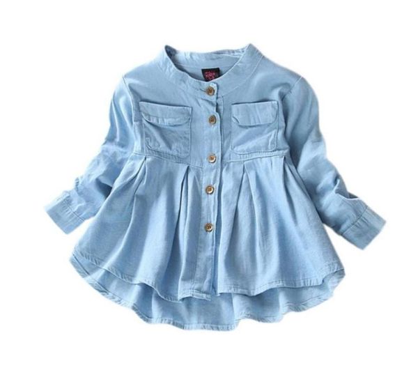 Nouveau Spring Fashion Kids Girls Demin Shirts Soft Tissu Shirt Long Mancheve Children Clothing78965687366995