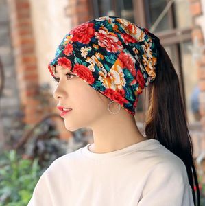 Nouveau printemps Floral femmes bonnet crâne casquettes doux coton bonnets chapeau filles Skullcap casquette sans bride élégant