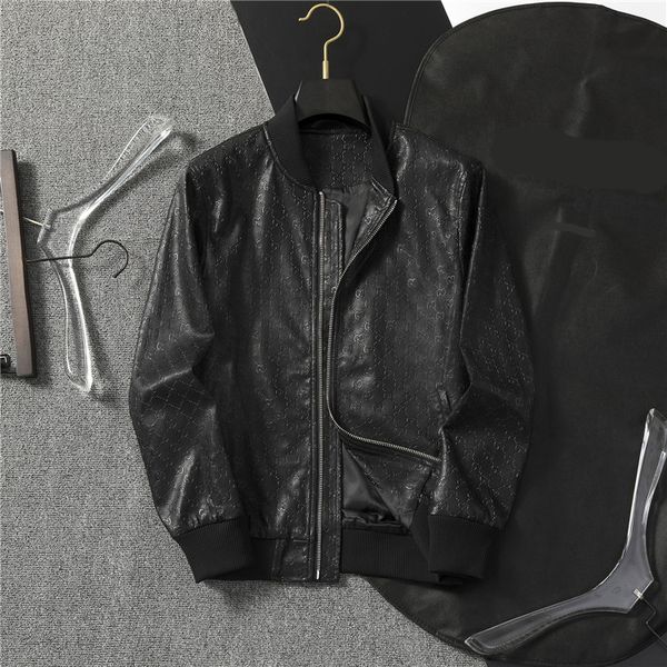 Nueva chaqueta de cuero para primavera, chaqueta de diseñador para hombre, chaqueta de cuero negra informal con cuello de béisbol para jóvenes para primavera y otoño