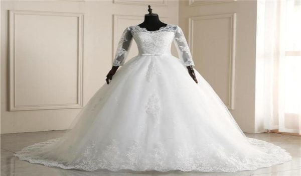 Nuevo vestido de Novia ligero de primavera 2020 Vestidos De Novia blanco nuevo cuello en V princesa de ensueño simple manga larga Apliques de encaje T0045453425