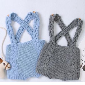 Nouveau printemps nouveau-né fille enfant tricoté combinaison sans manches mijoter bébé garçons jolis bodys 210309
