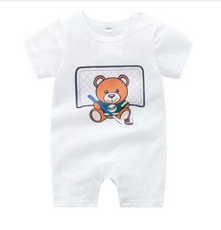 Nouveau printemps été bébé garçon filles barboteuse à manches courtes coton infantile combinaison dessin animé imprimé enfants nouveau-né bébé vêtements 4 couleurs