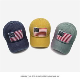 Nieuwe lente zomer baseball cap katoen gewassen Amerikaanse vlag letters geborduurde piek caps zon bescherming hoed voor mannen vrouwen EWA6311